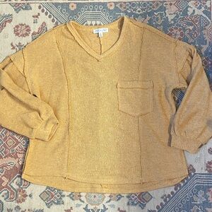 She + Sky Golden V-Neck Sweater